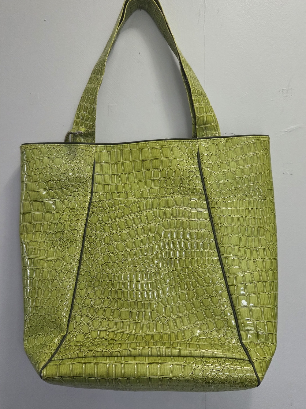 Lady Rosedale Tote Bag & Pouch Set Canadian Designer Green Croc Embossed Patent - Picture 7 of 7